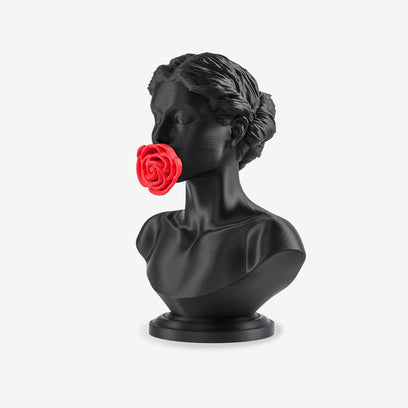 Silence of Flowers 3D printed sculpture with red rose