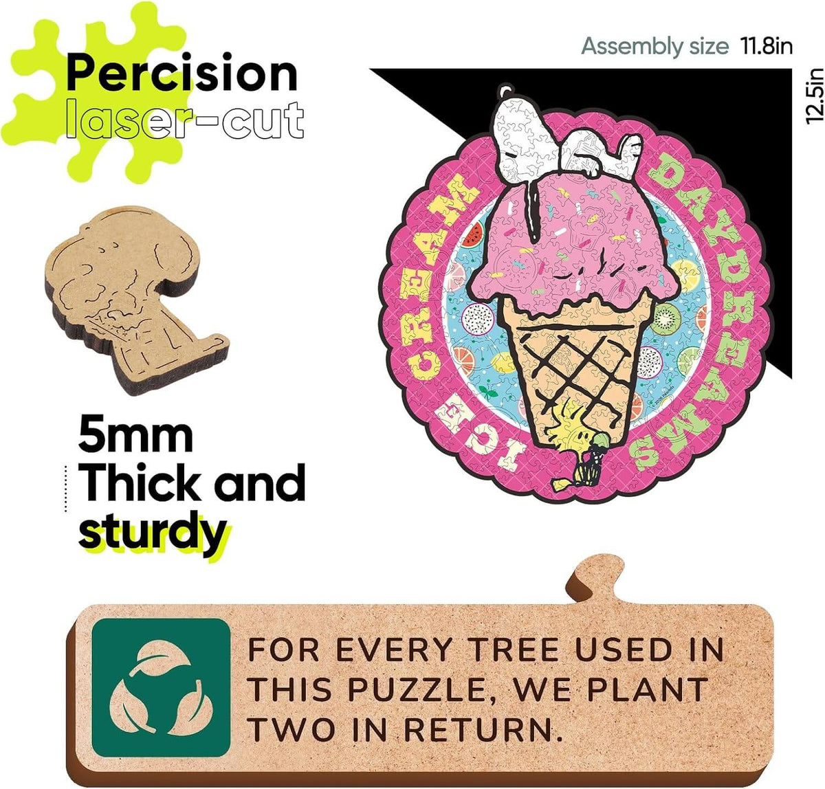 Snoopy 5mm thick wooden puzzle quality comparison