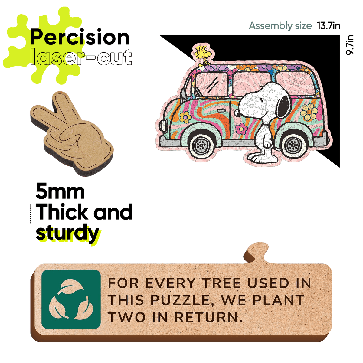 Snoopy wooden puzzle eco friendly wood detail