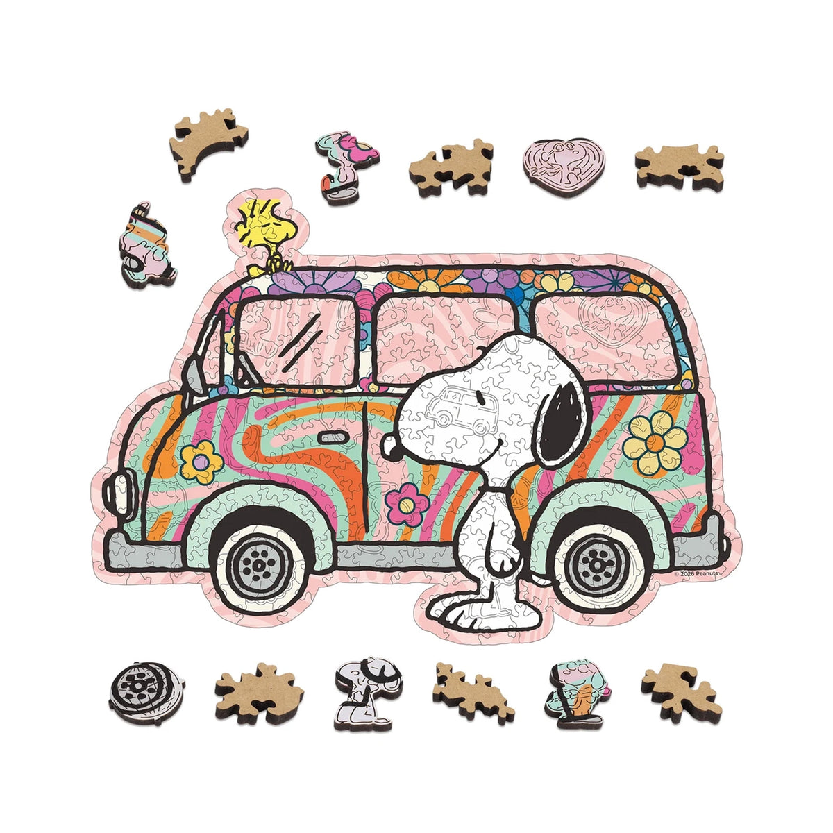 Snoopy retro hippie van wooden puzzle 200pcs