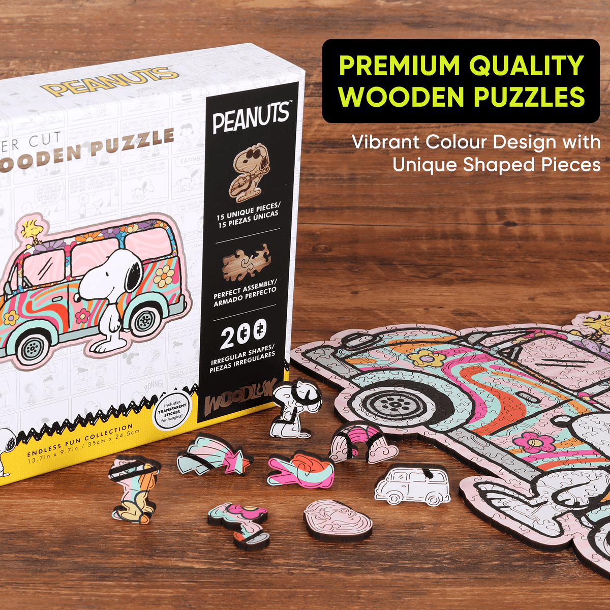 Snoopy van wooden puzzle display