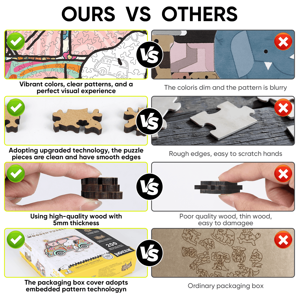 Snoopy wooden puzzle quality vs competitors