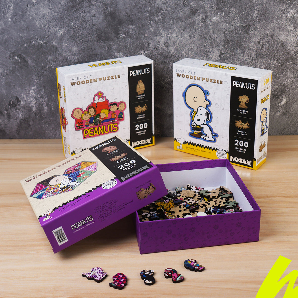 Snoopy heart wooden puzzle box and variants