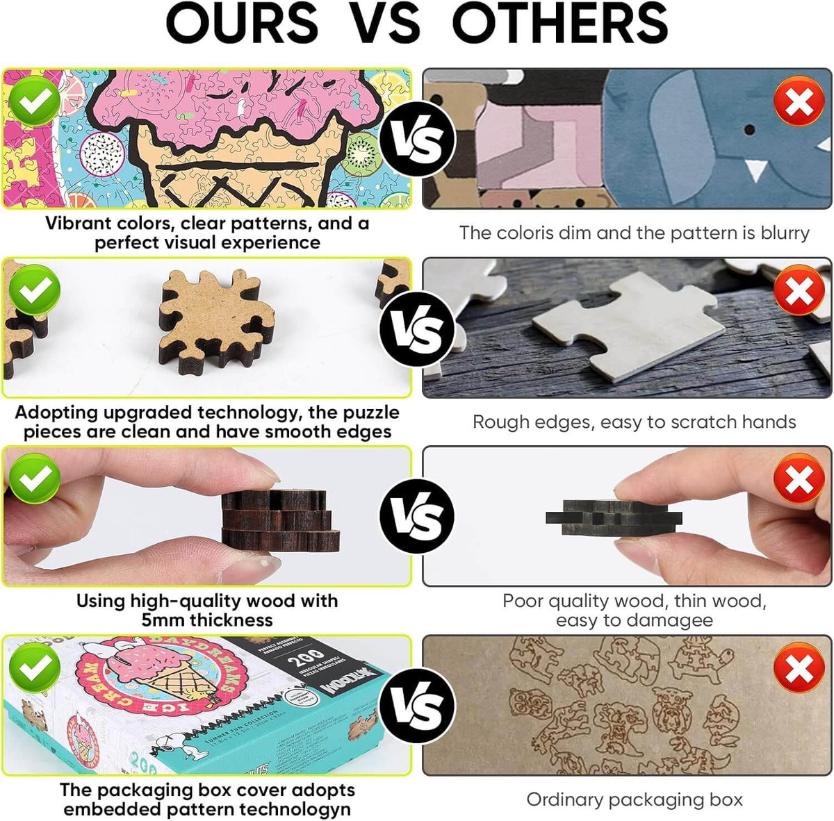 Snoopy wooden puzzle quality comparison vs others