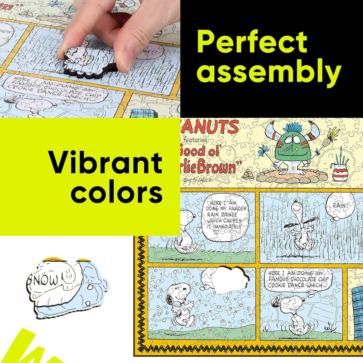 Vibrant colors on comic wooden puzzle