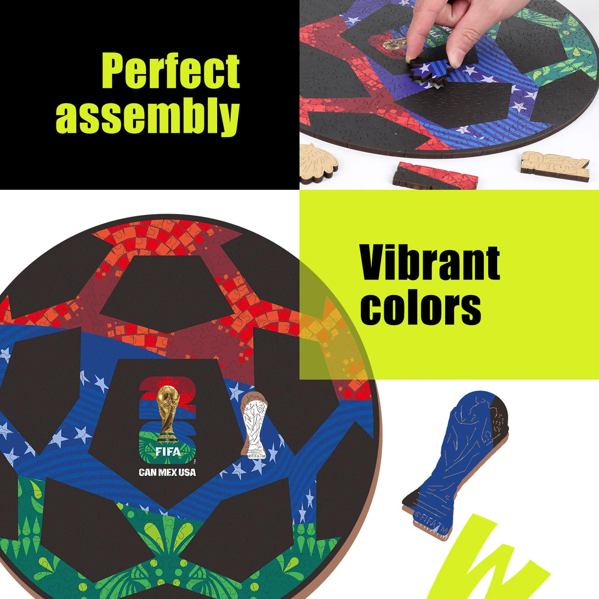 Vibrant colors and 5mm thick wooden puzzle