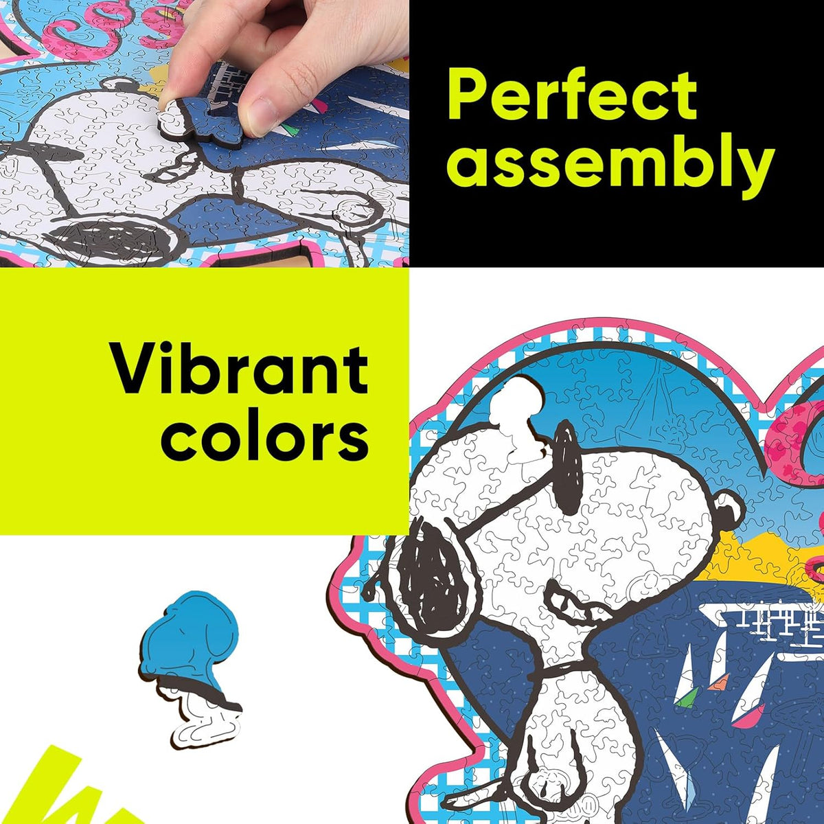 Vibrant colors and precise fit Snoopy wooden puzzle
