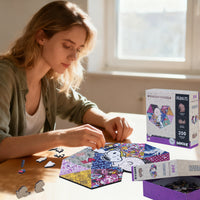Woman working on Heart Snoopy Wooden Puzzle