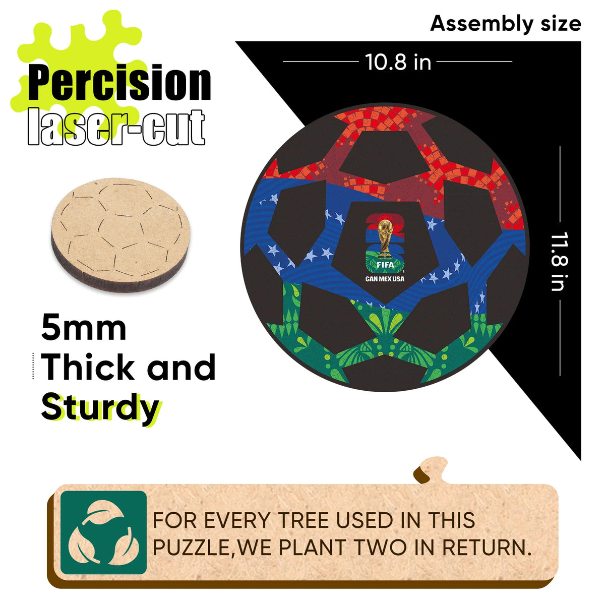 Wooden puzzle size details